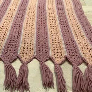 Vintage Crocheted Blanket with Tassels